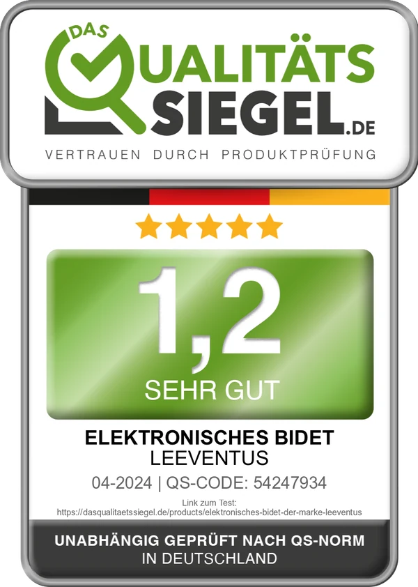 Das Qualitätssiegel: Elektronisches Bidet Leeventus, Note 1,2 sehr gut