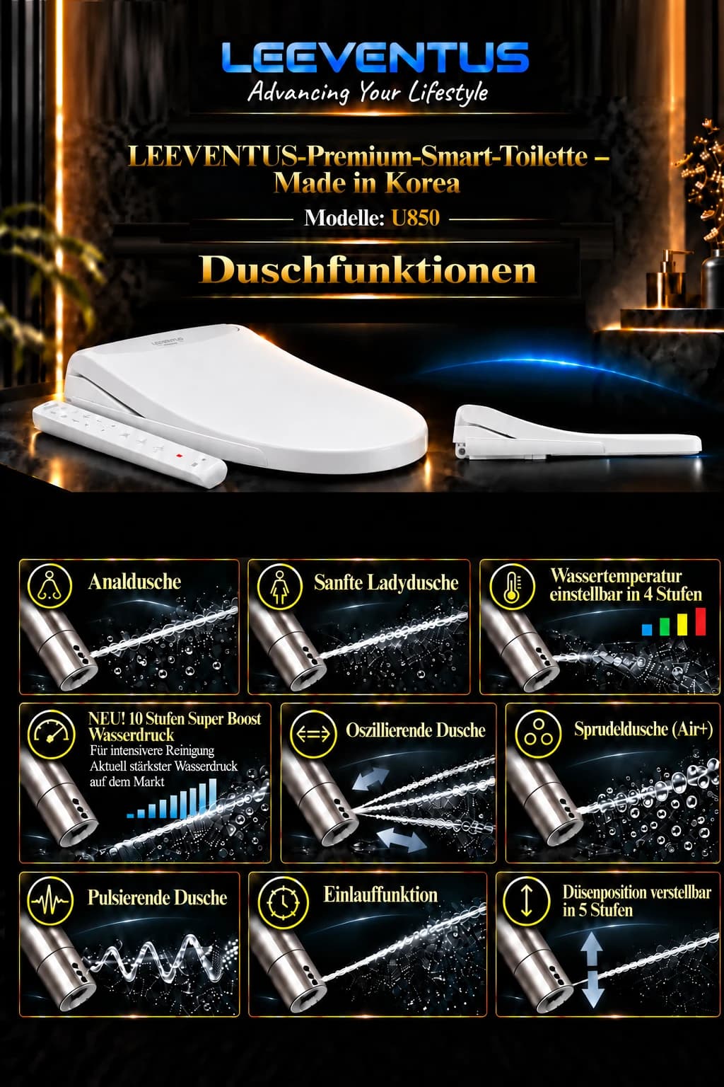U850 — Duschfunktionen